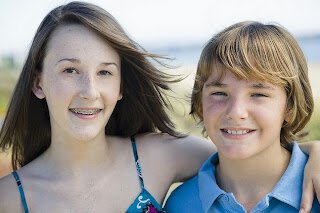 Brother and Sister with braces