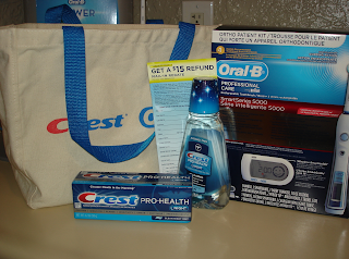 Bag of Crest oral care products